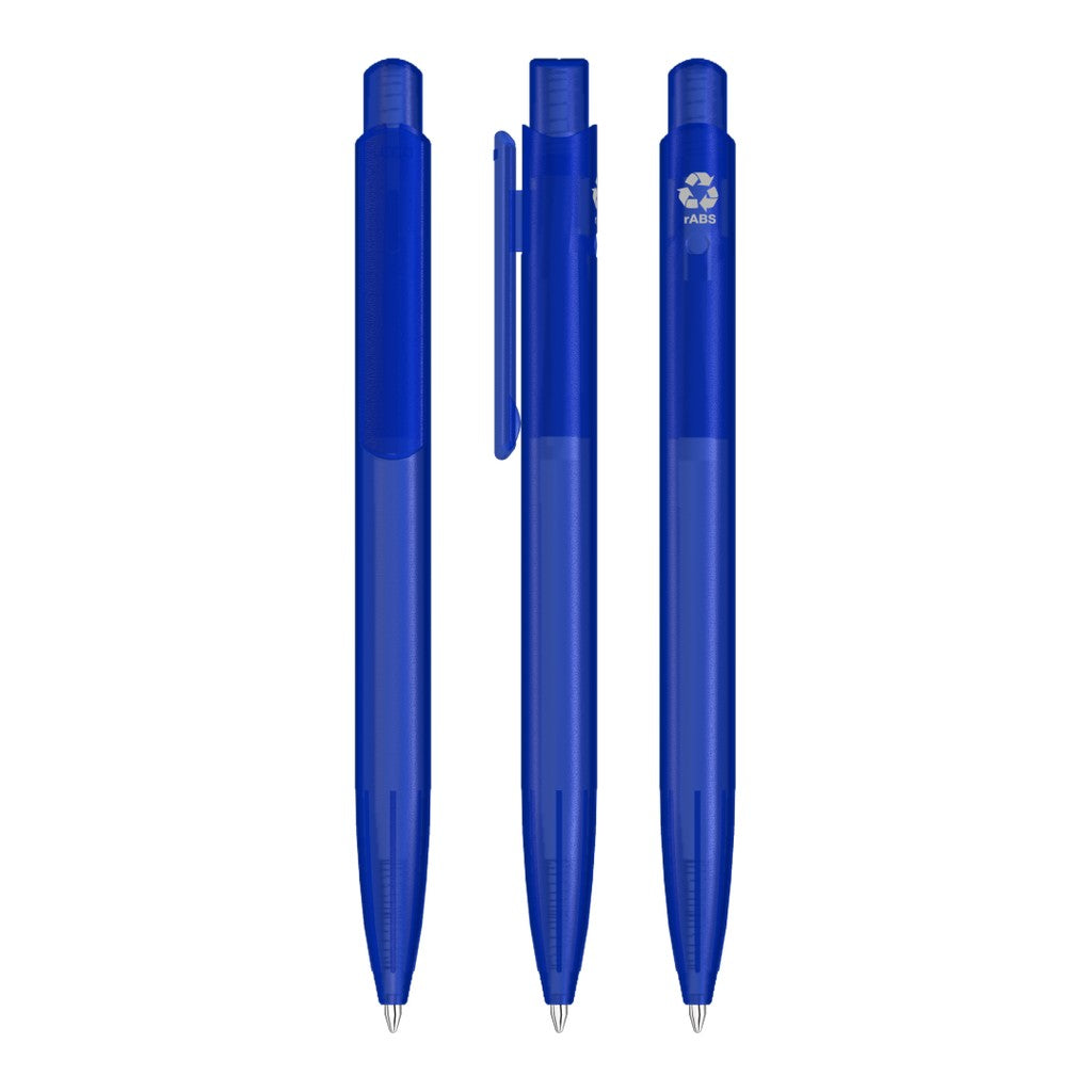 Druckkugelschreiber milchig transparent mit Griffzone – Dunkelblau