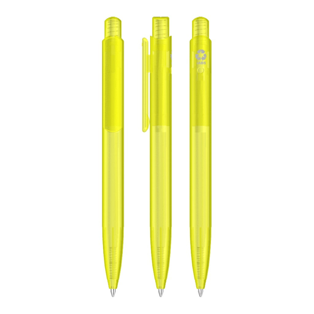 Druckkugelschreiber milchig transparent mit Griffzone – Gelb