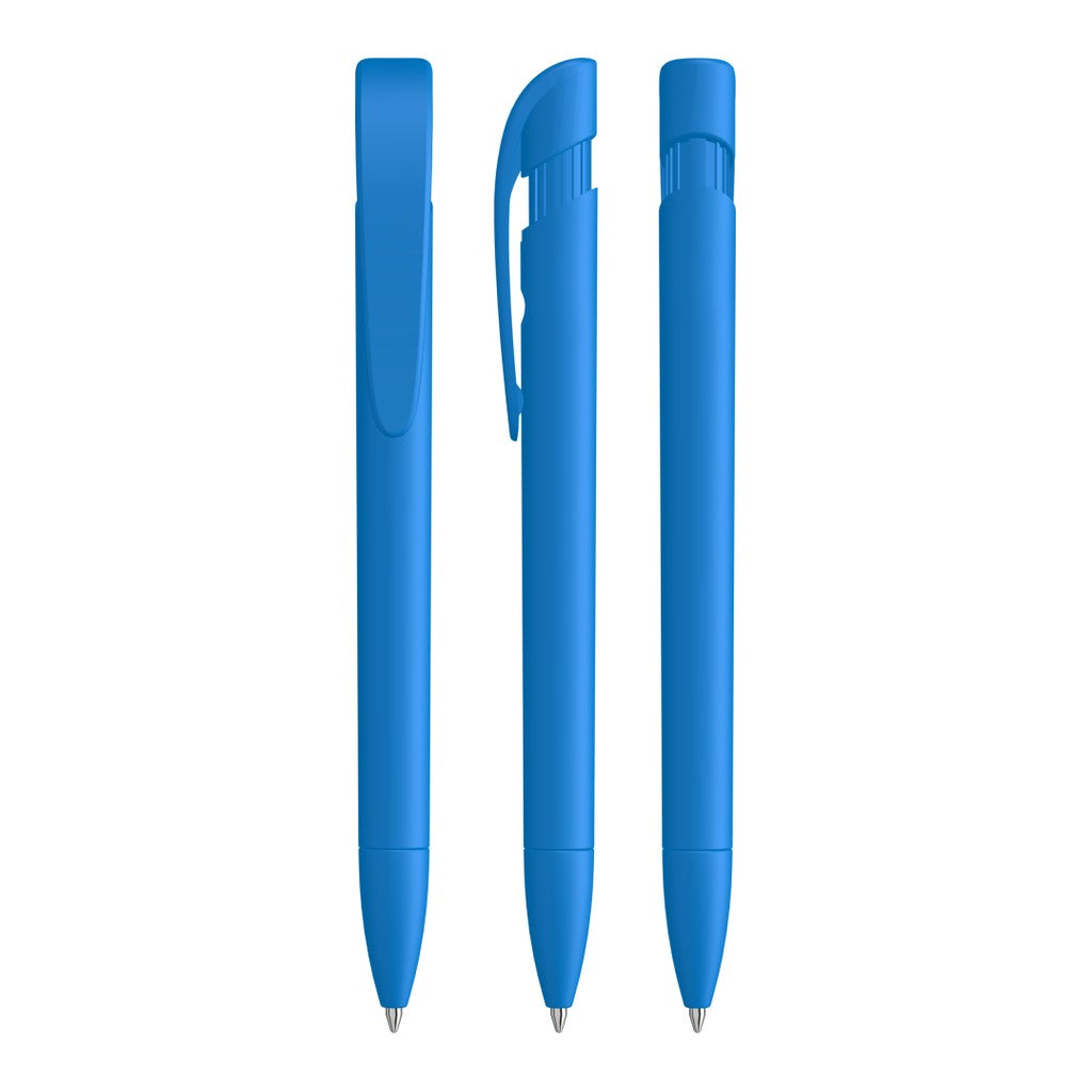 Druckkugelschreiber mit breitem Bogenclip – Hellblau