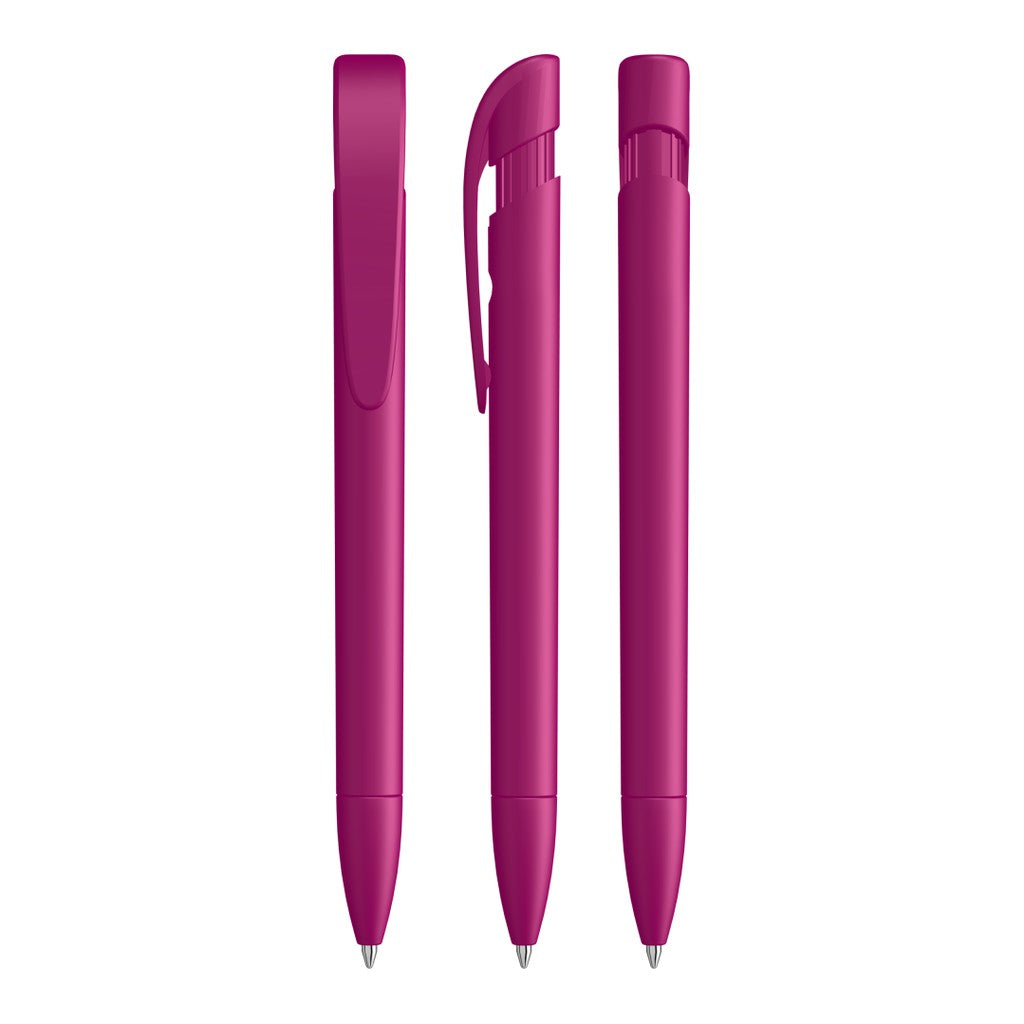 Druckkugelschreiber mit breitem Bogenclip – Magenta