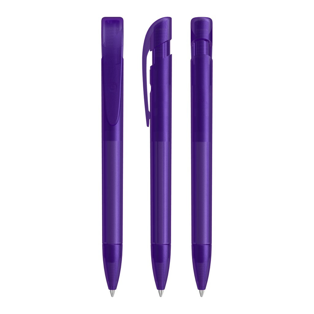Druckkugelschreiber mit breitem Clip und frozen Gehäuse – Violett