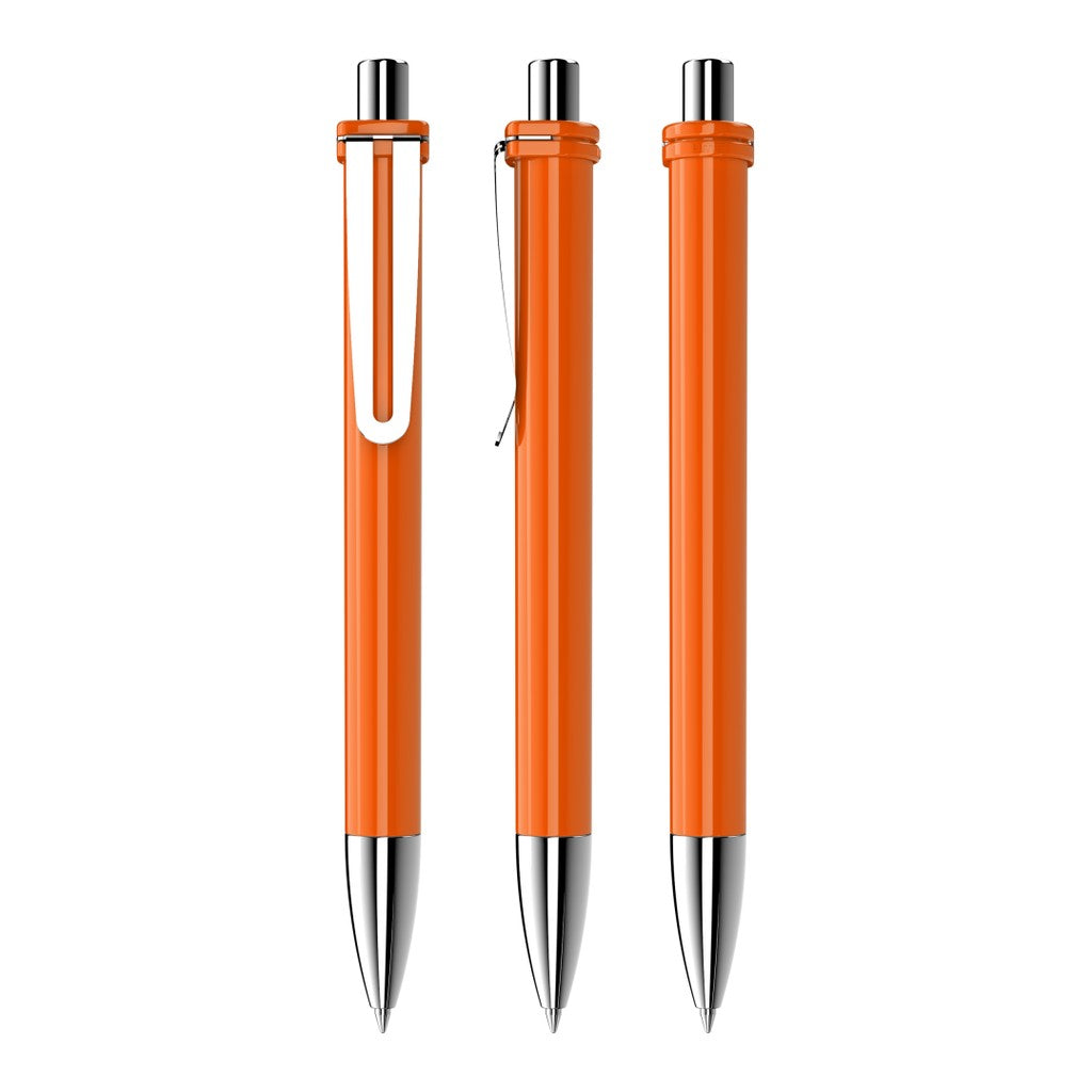 Druckkugelschreiber mit breitem Metallclip – Orange