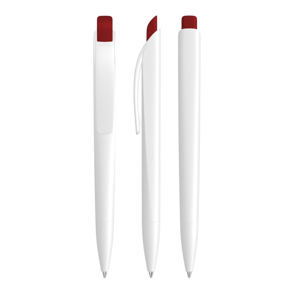 Druckkugelschreiber mit facettiertem Schaft und Bogenclip – Rot