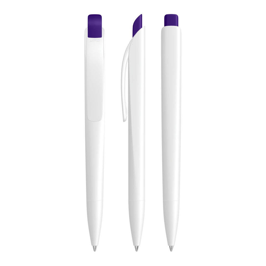 Druckkugelschreiber mit facettiertem Schaft und Bogenclip – Violett