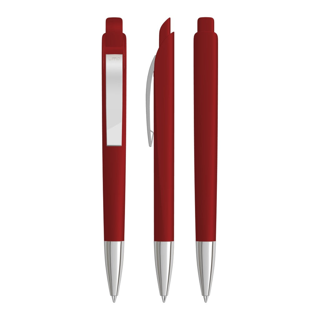 Druckkugelschreiber mit facettiertem Schaft und Metallclip – Rot