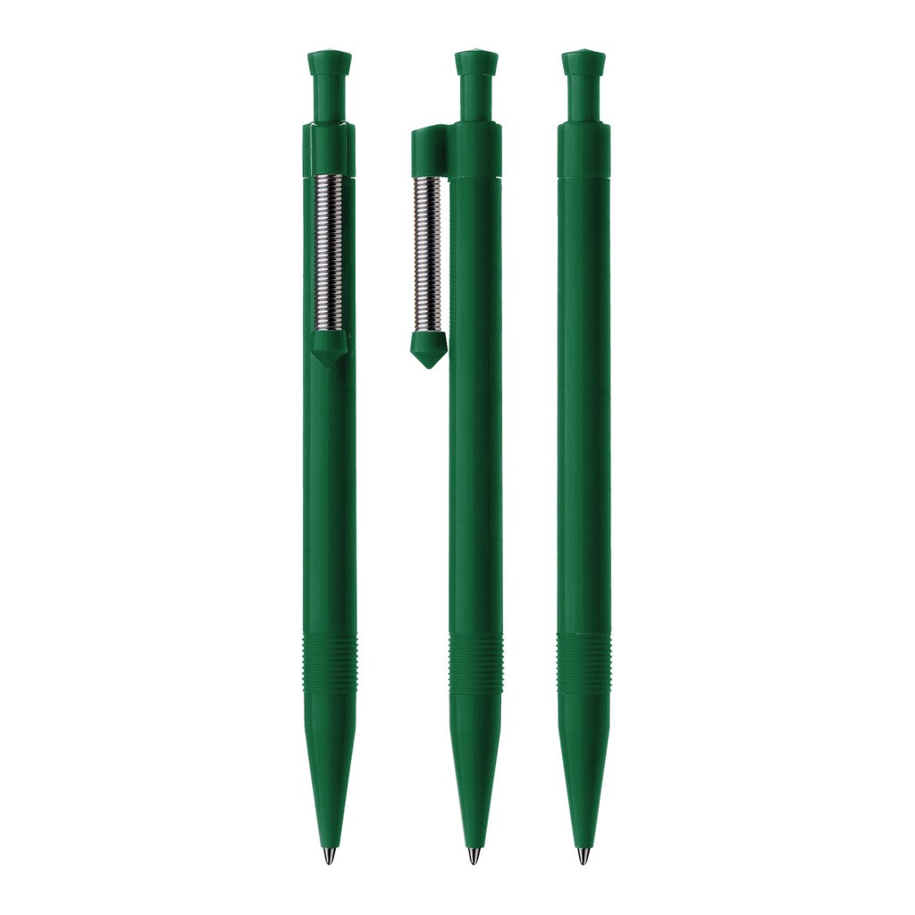 Druckkugelschreiber mit flexiblem Metallfederclip – Grün