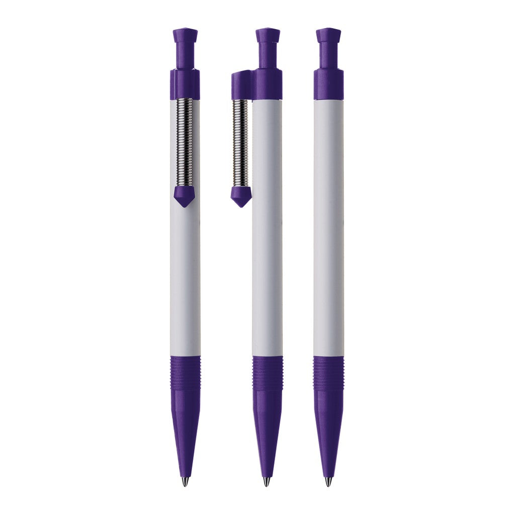 Druckkugelschreiber mit flexiblem Metallfederclip – Violett