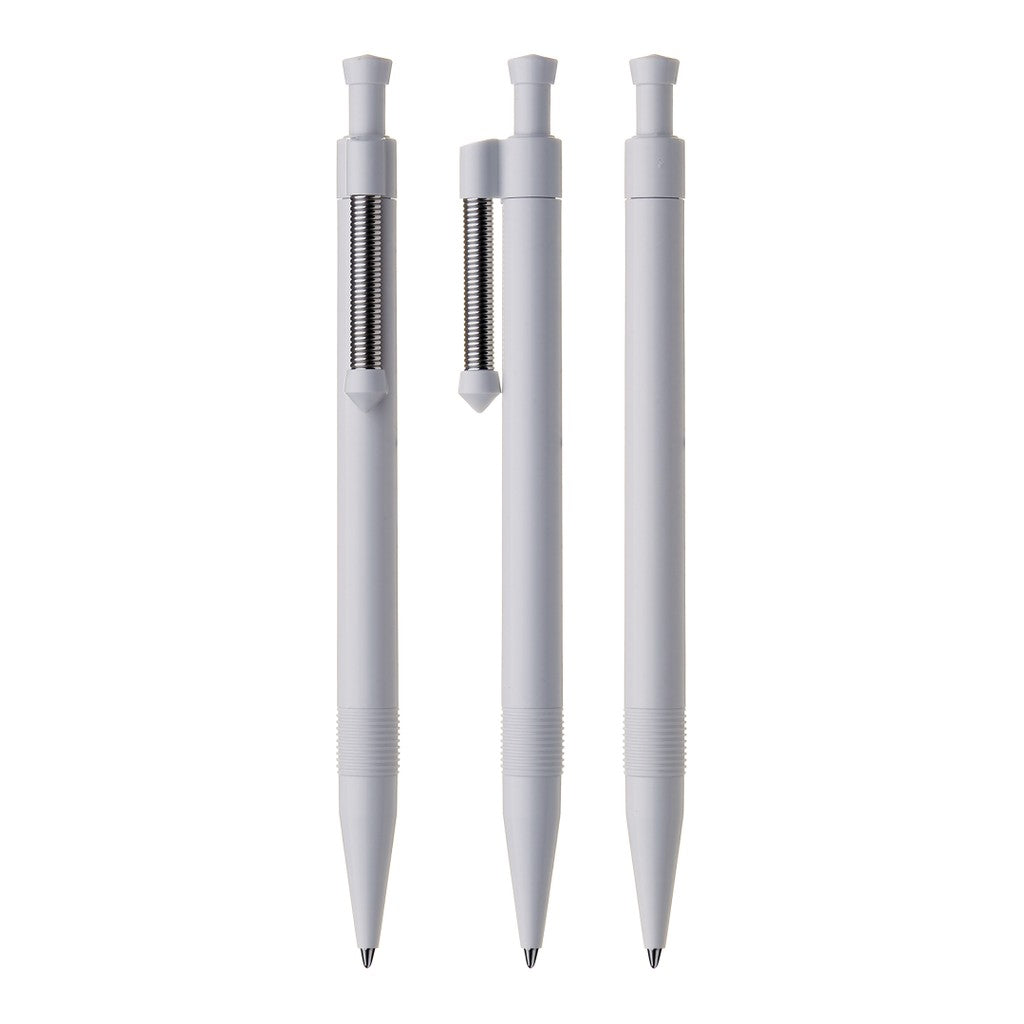 Druckkugelschreiber mit flexiblem Metallfederclip – Weiß