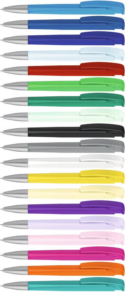 Druckkugelschreiber mit geometrischem Schaft gedeckt – alle Farben