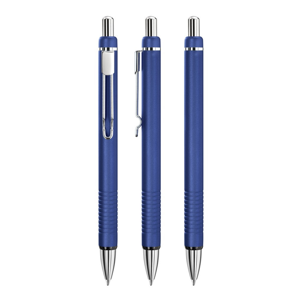 Druckkugelschreiber mit geriffelter Griffzone – Blau