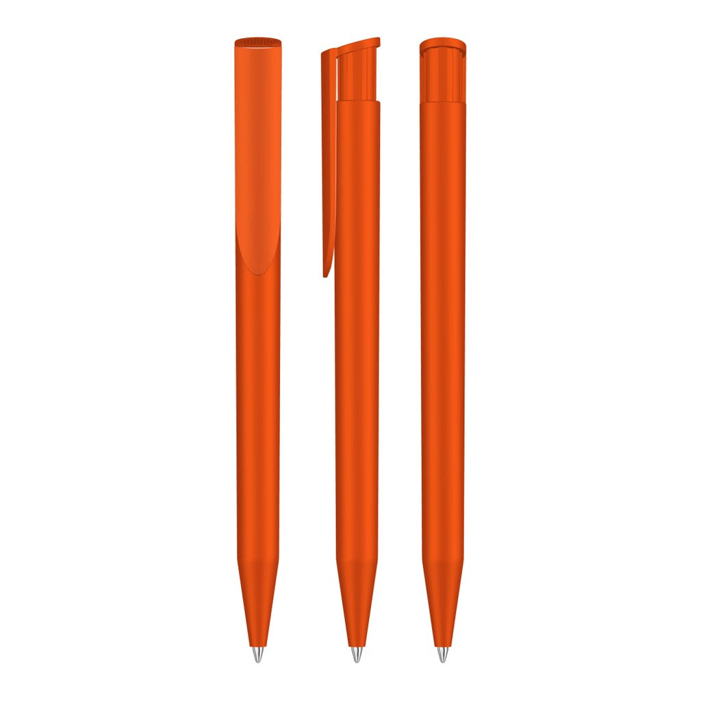 Druckkugelschreiber mit glänzendem Drückknopf – Orange