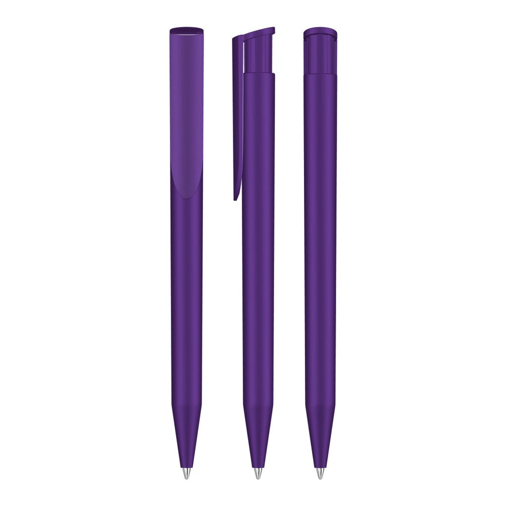 Druckkugelschreiber mit glänzendem Drückknopf – Violett