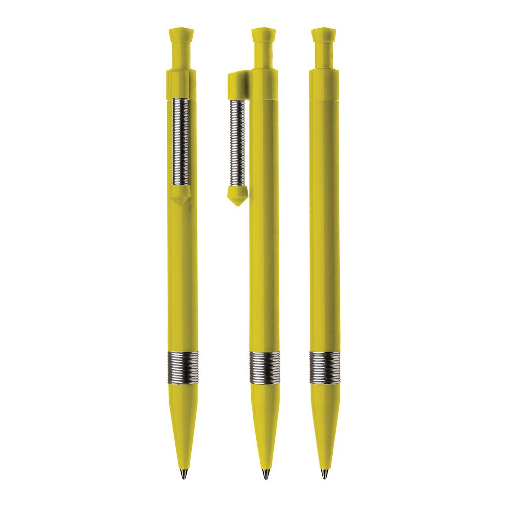 Druckkugelschreiber mit Metallclip und Griffring – Gelb