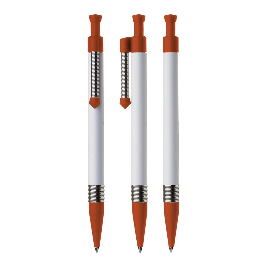 Druckkugelschreiber mit Metallclip und Griffring – Orange