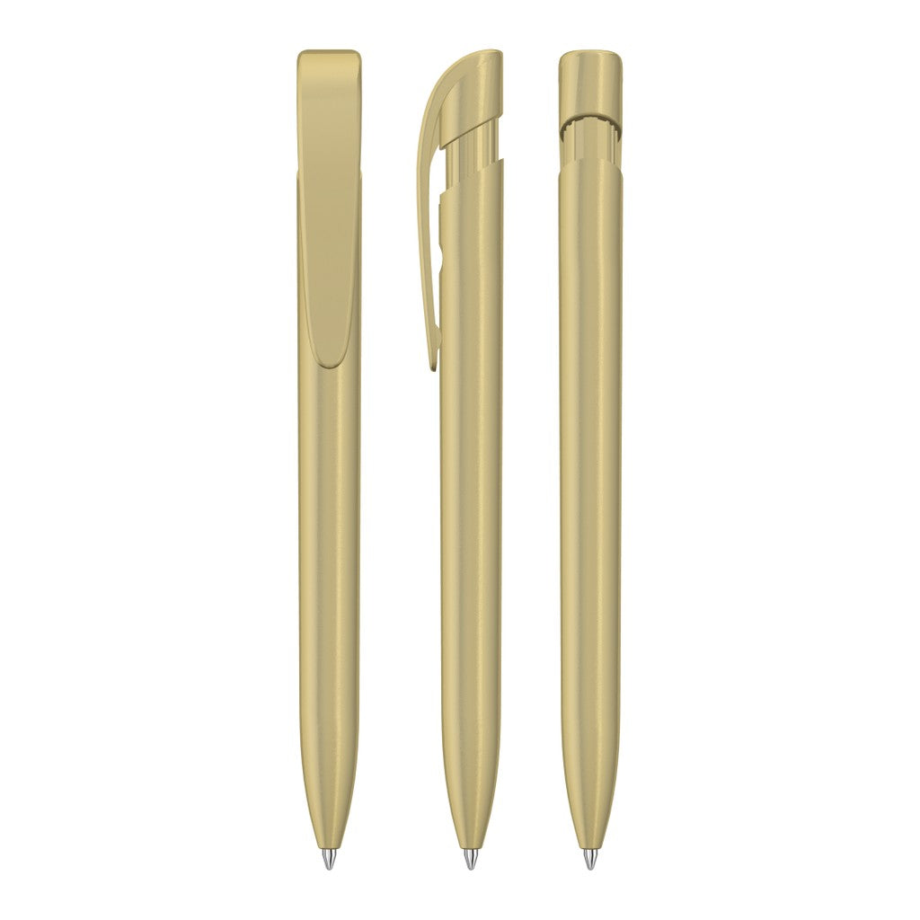 Druckkugelschreiber mit metallic glänzendem Gehäuse