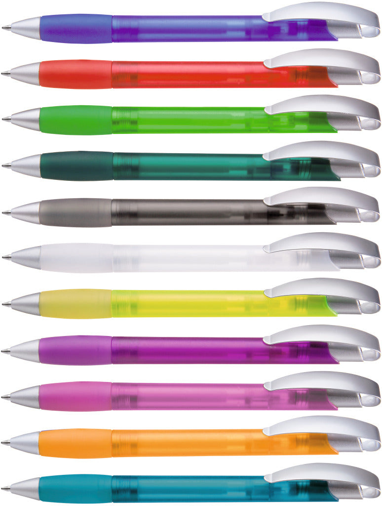 Druckkugelschreiber mit transparent frozen Optik – alle Farben