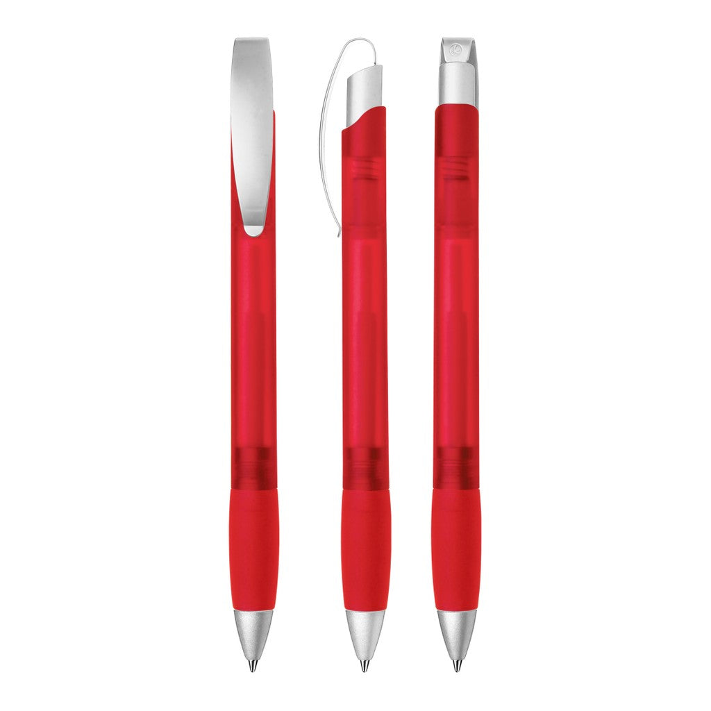 Druckkugelschreiber mit transparent frozen Optik – Rot