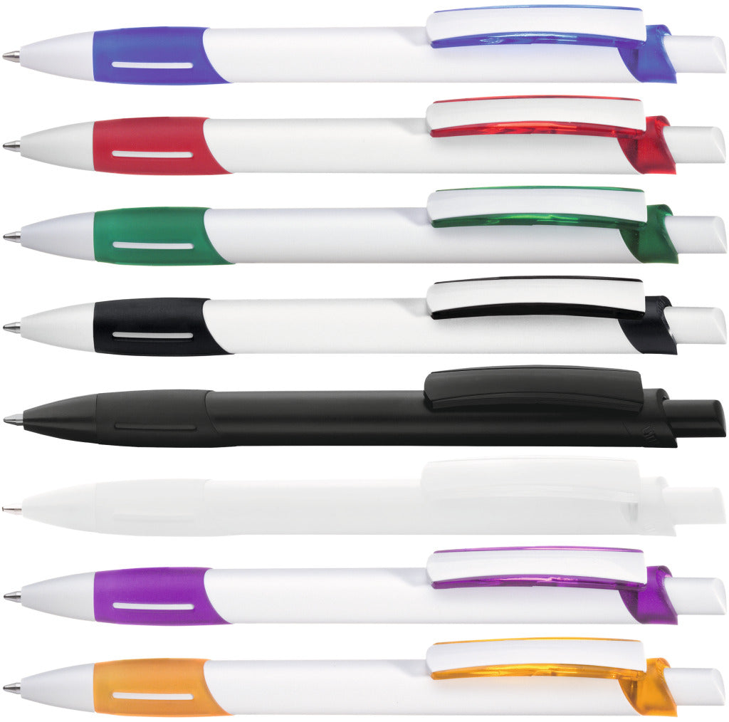 Druckkugelschreiber mit transparent gefrosteter Griffzone – alle Farben