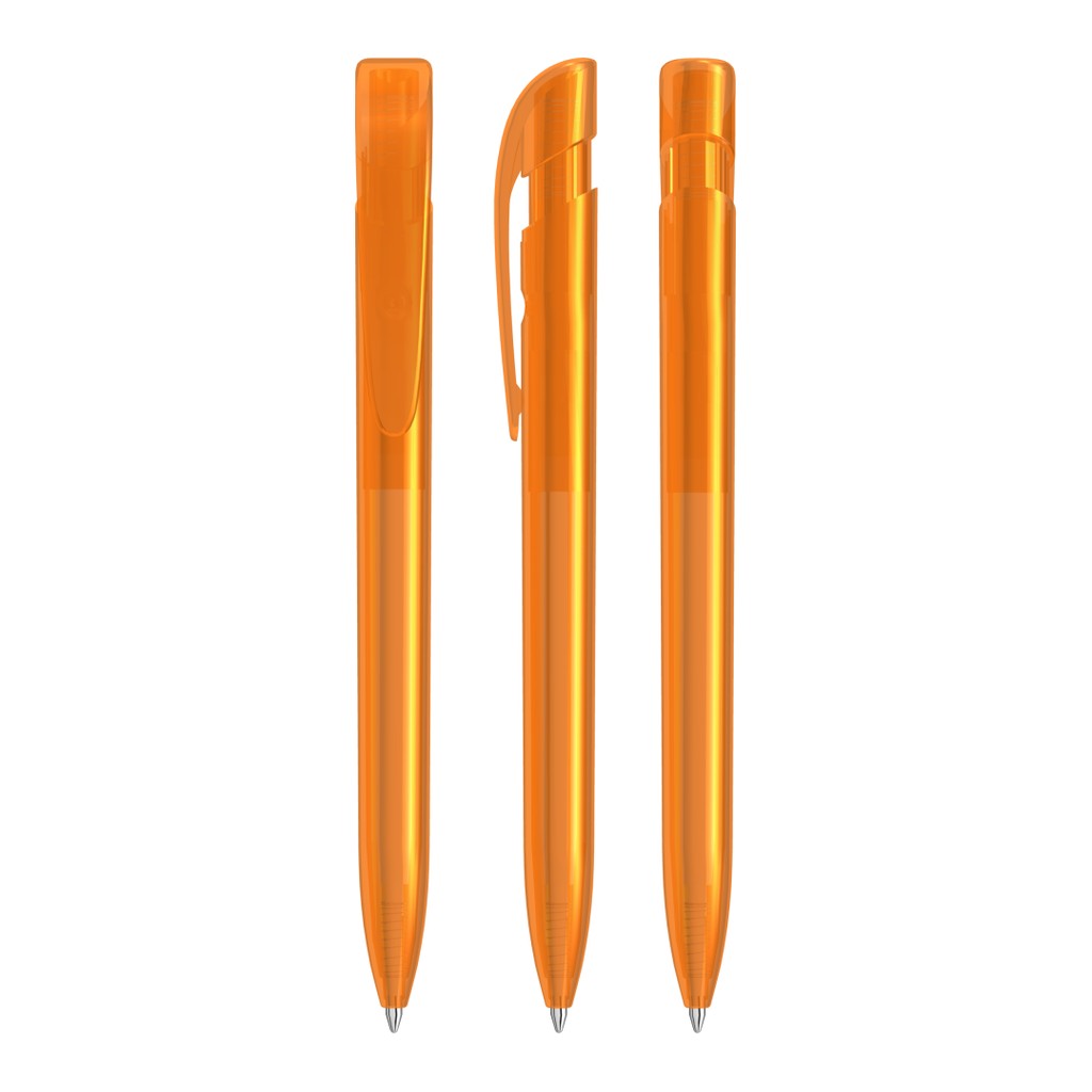 Druckkugelschreiber mit transparent glänzendem Gehäuse – Orange