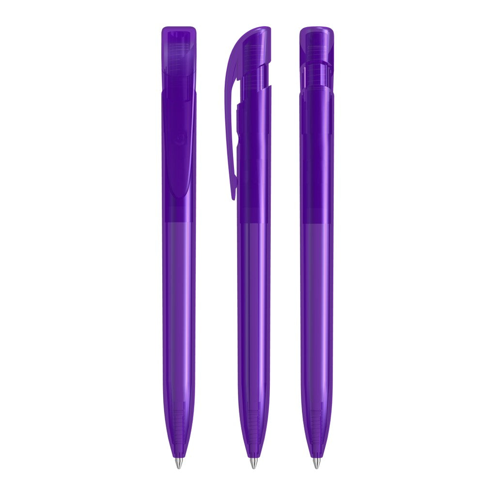 Druckkugelschreiber mit transparent glänzendem Gehäuse – Violett