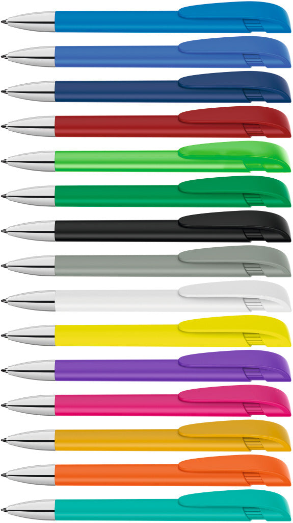 Druckkugelschreiber mit verchromter Metallspitze – alle Farben