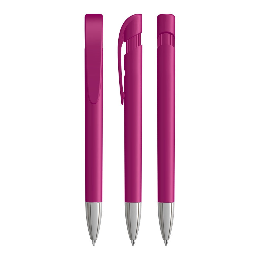Druckkugelschreiber mit verchromter Metallspitze – Magenta