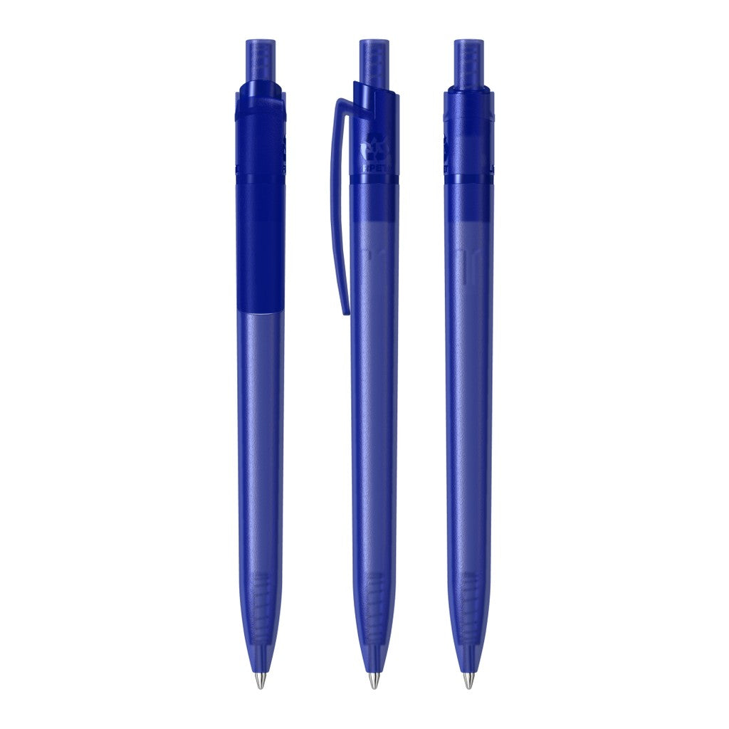 Druckkugelschreiber transparent frozen, gerader Clip – Blau
