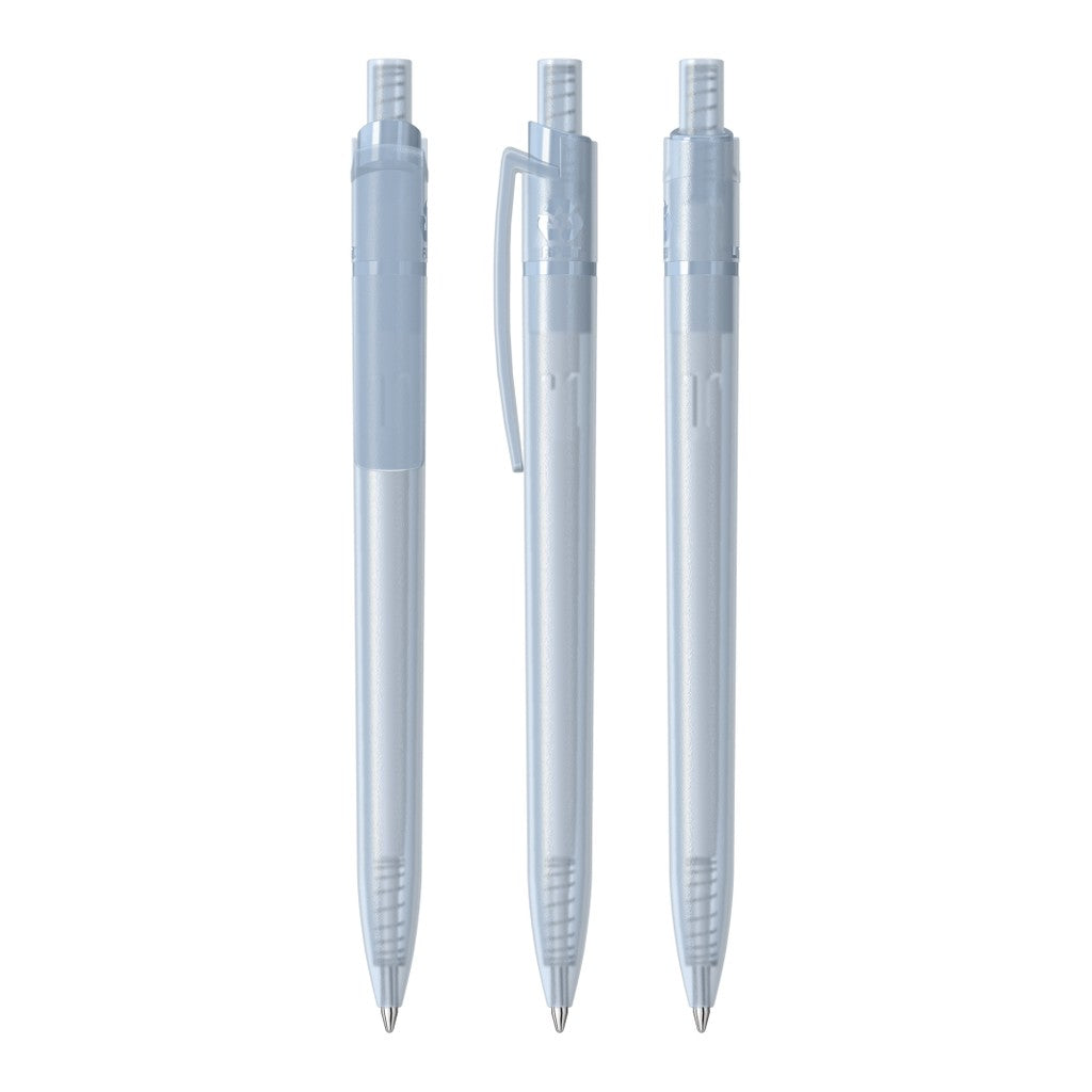 Druckkugelschreiber transparent frozen, gerader Clip – Klar