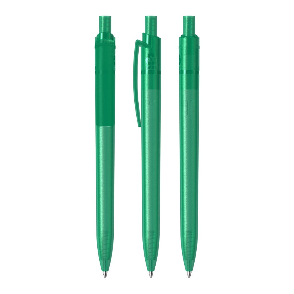 Druckkugelschreiber transparent frozen, gerader Clip – Petrol