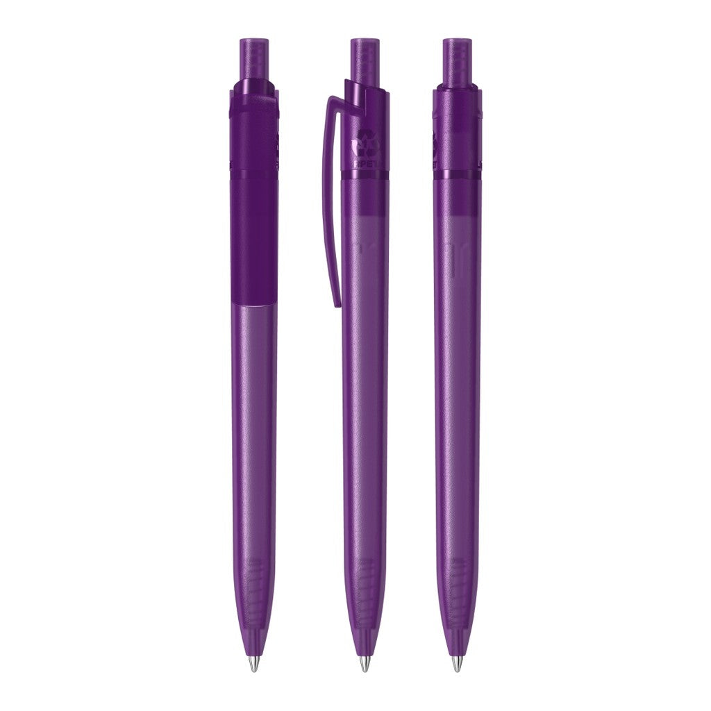Druckkugelschreiber transparent frozen, gerader Clip – Violett