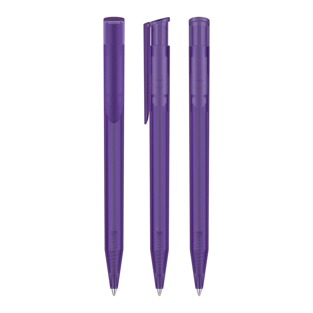 Druckkugelschreiber transparent frozen mit Clip – Violett