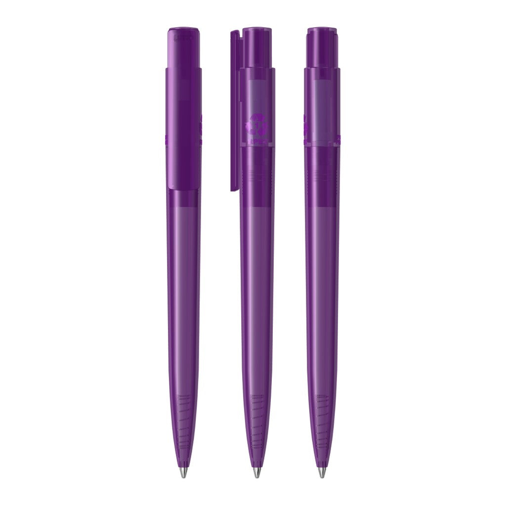 Druckkugelschreiber transparent glänzend mit Griffrillen – Violett