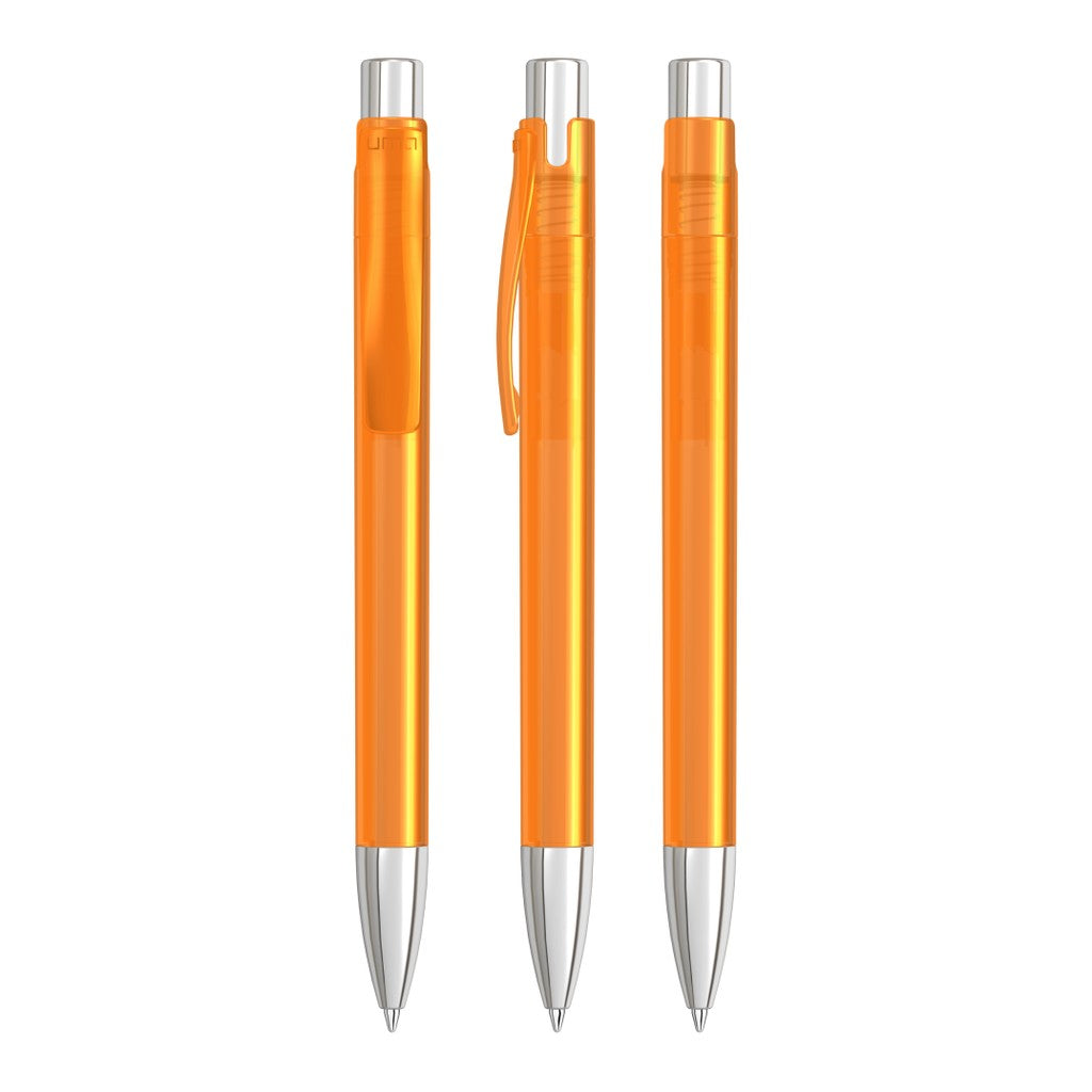 Druckkugelschreiber transparent mit schwerer Spitze – Orange