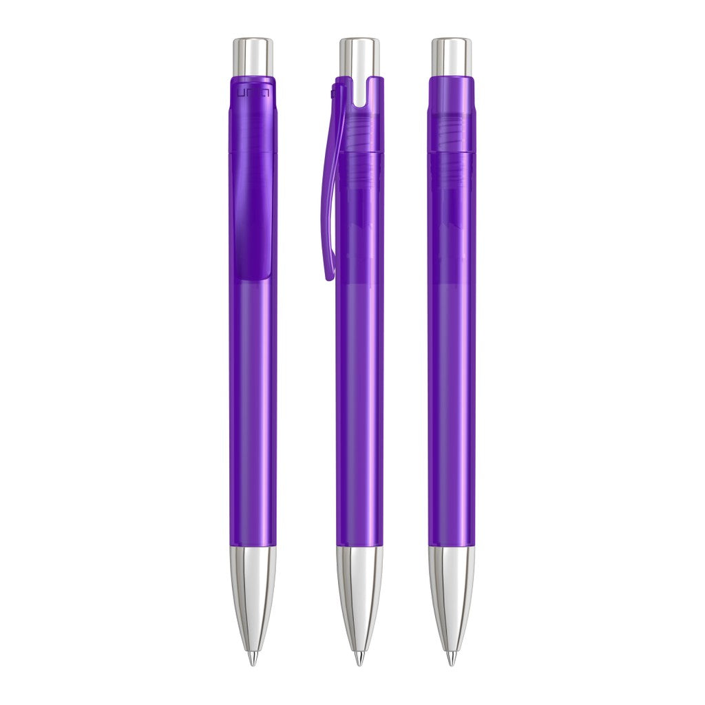 Druckkugelschreiber transparent mit schwerer Spitze – Violett