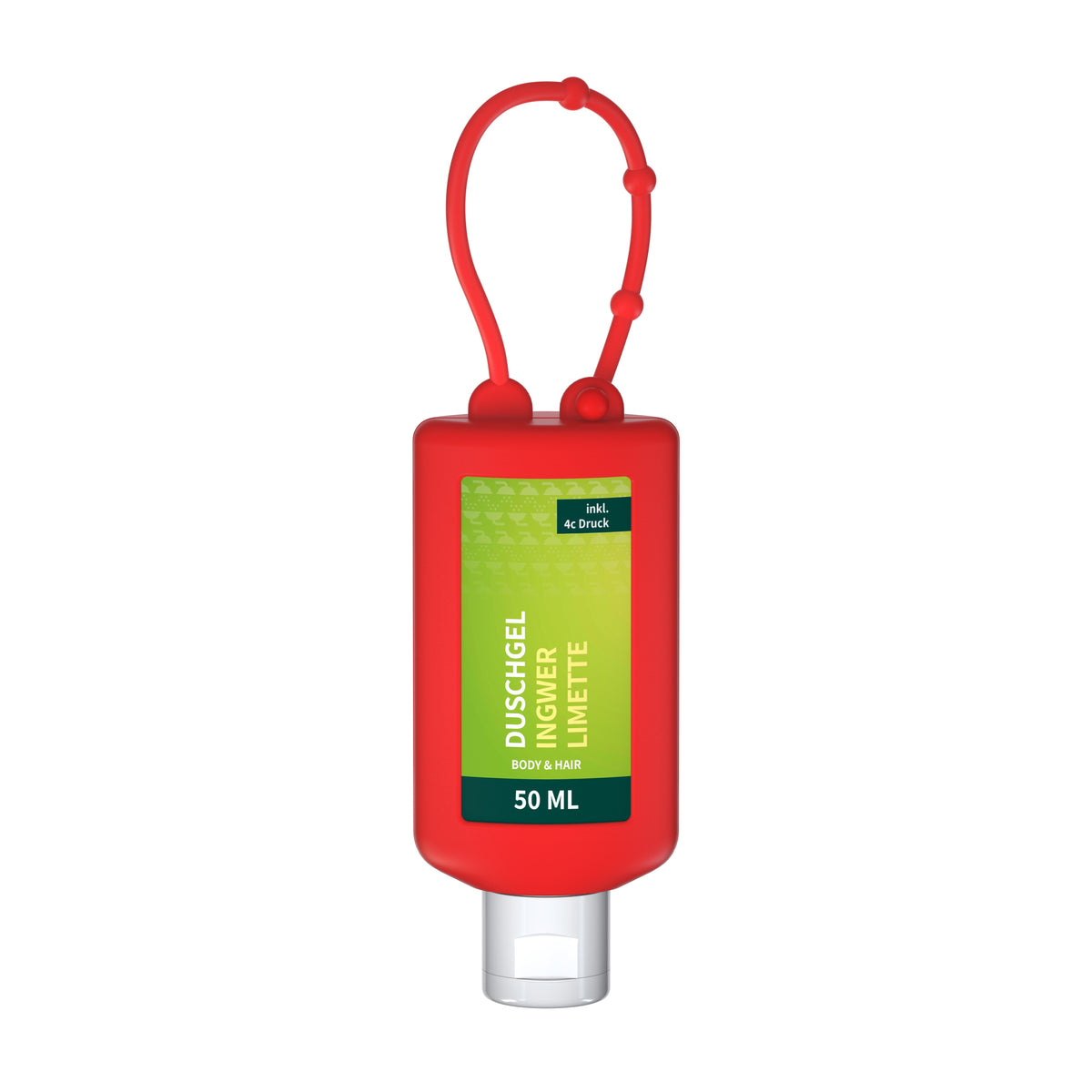 Duschgel Ingwer Limette 50 ml Flasche mit Silikonschlaufe