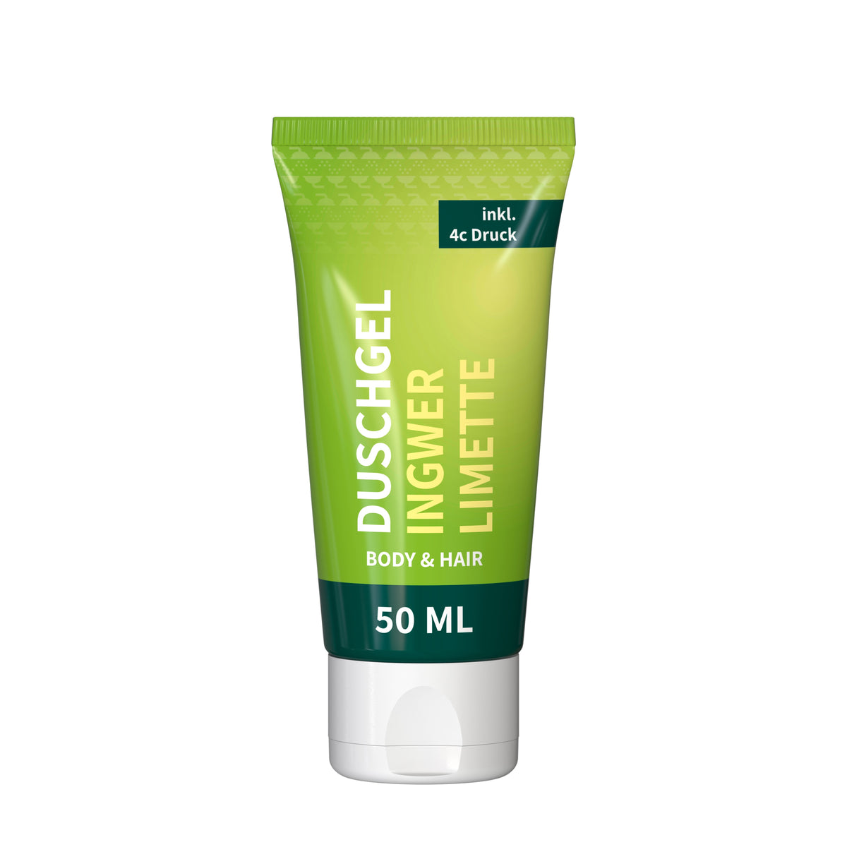 Duschgel Ingwer Limette 50 ml Tube vollflächig bedruckt