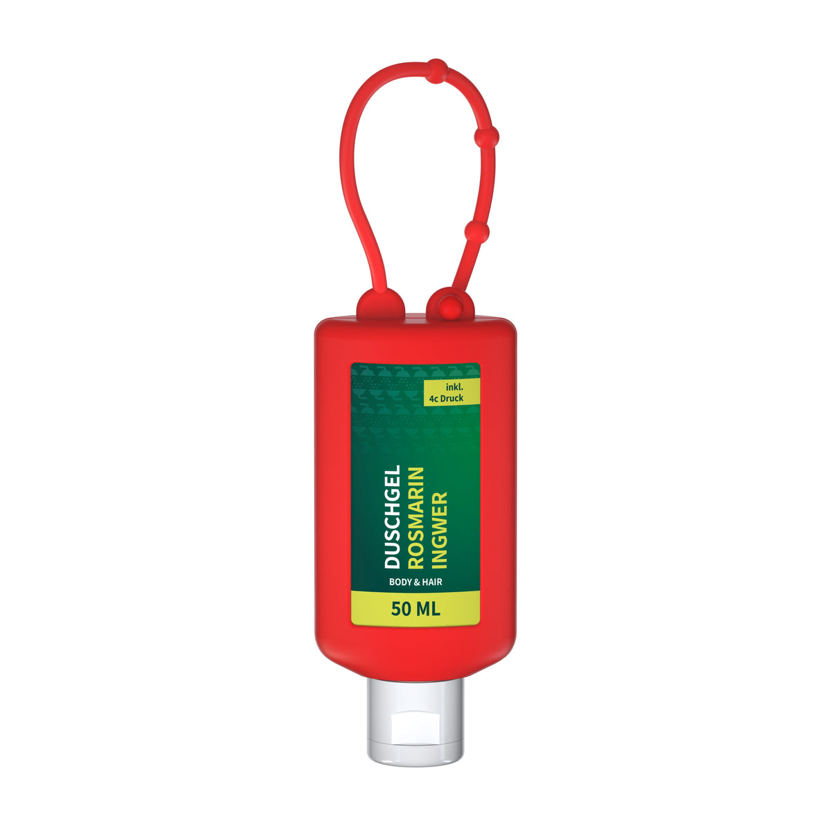 Duschgel Rosmarin Ingwer 50 ml Flasche zum Anhängen – Rot