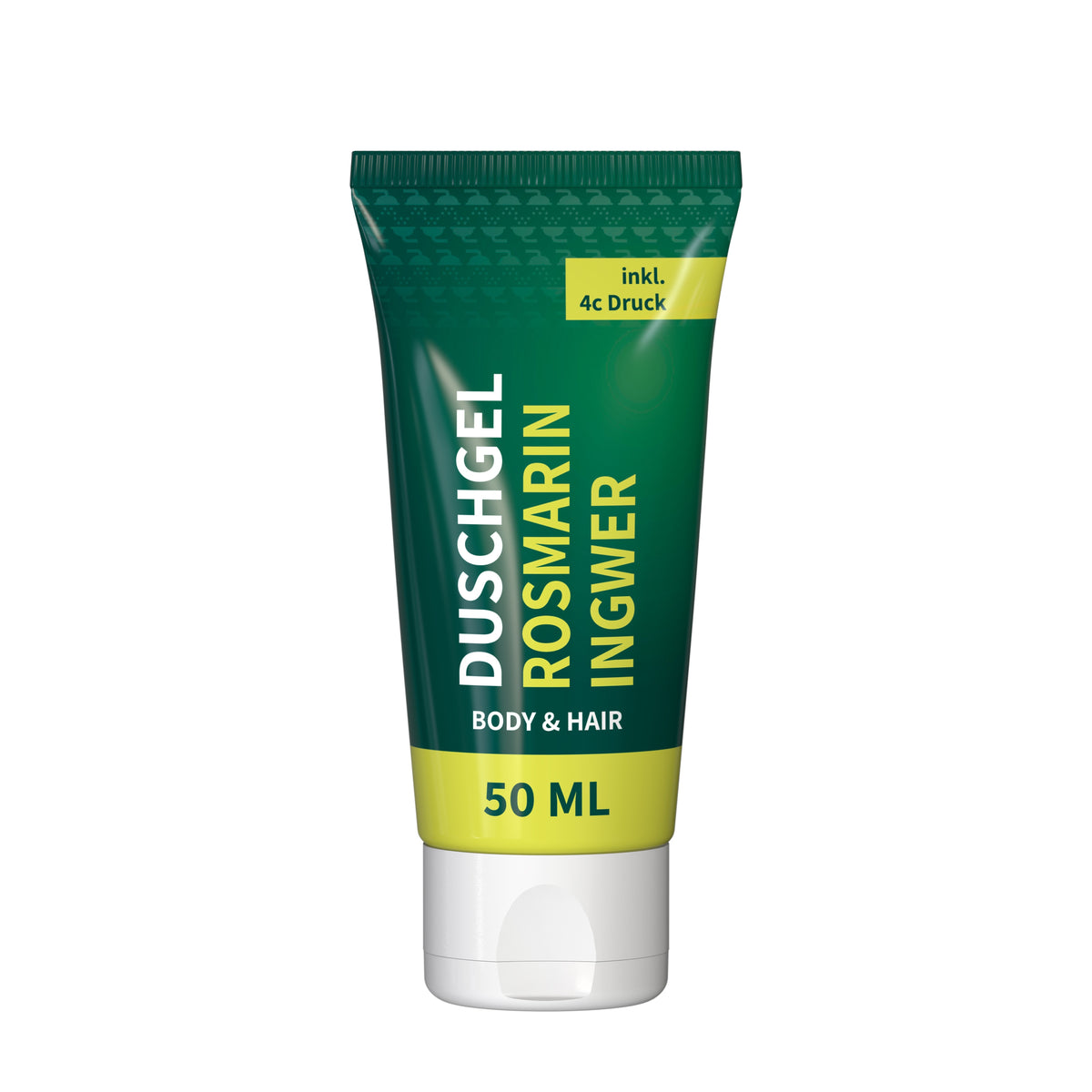 Duschgel Rosmarin Ingwer 50 ml Tube vollflächig bedruckt