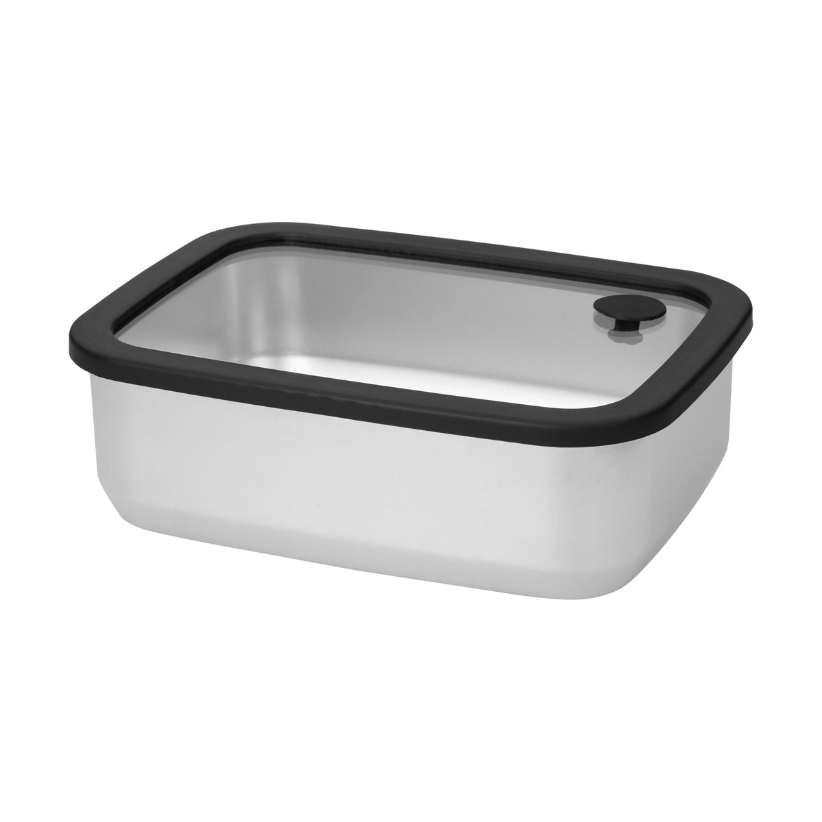 Edelstahl-Lunchbox mit Glasdeckel „RILO“, 1100 ml – Silber / Grau