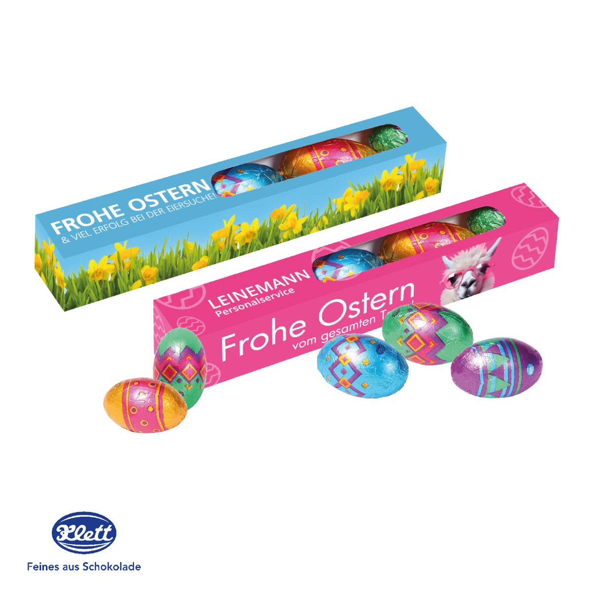 Eier Parade mit Klett Schokolade