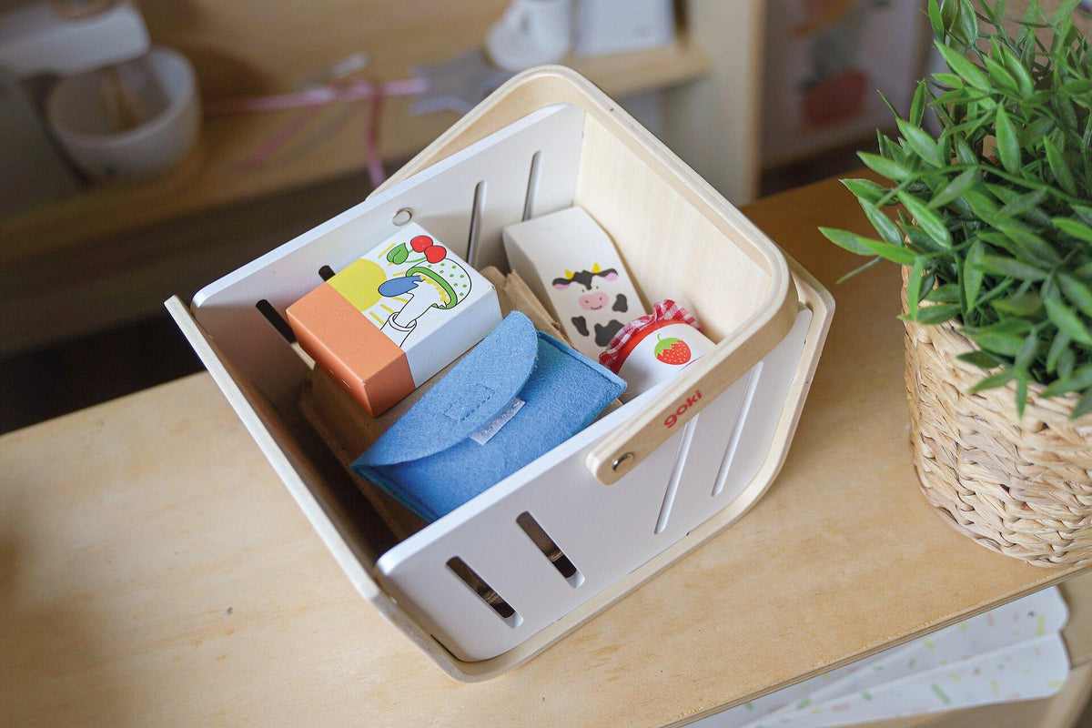Einkaufskorb für Kinder aus Filz und Holz von goki – Nahaufnahme