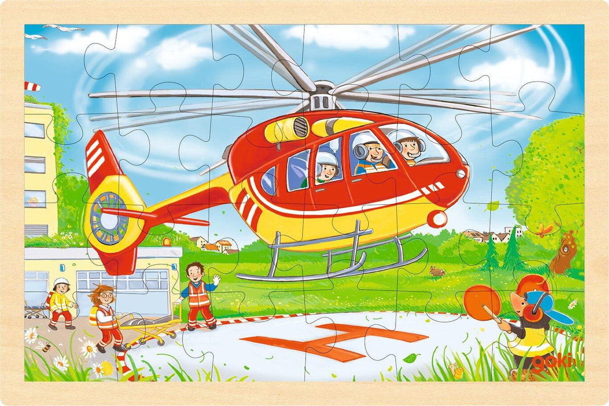 Einlegepuzzle Hubschrauber am Landeplatz von goki