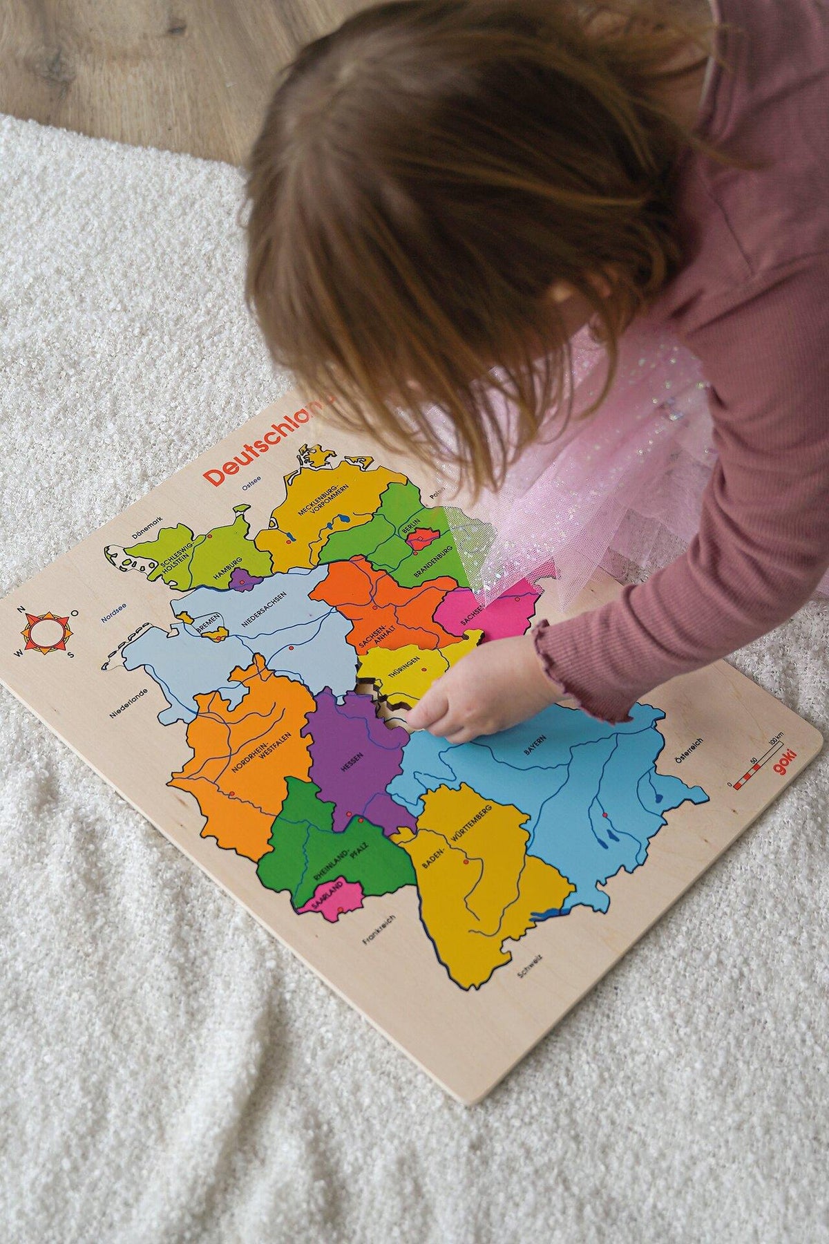 Einlegepuzzle Landkarte mit Bundesländern – Nahansicht