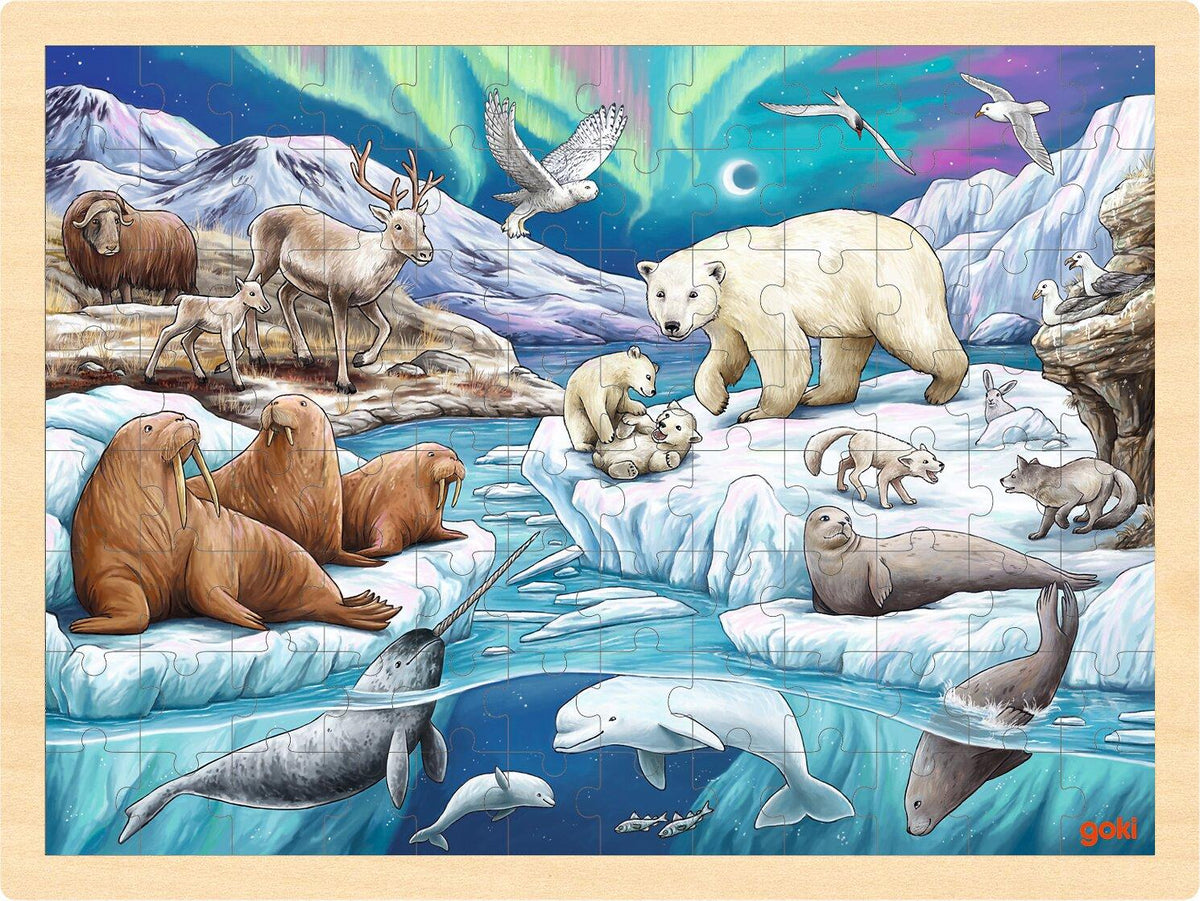Einlegepuzzle Polarnacht mit Eisbär und Walross von goki – Ansicht