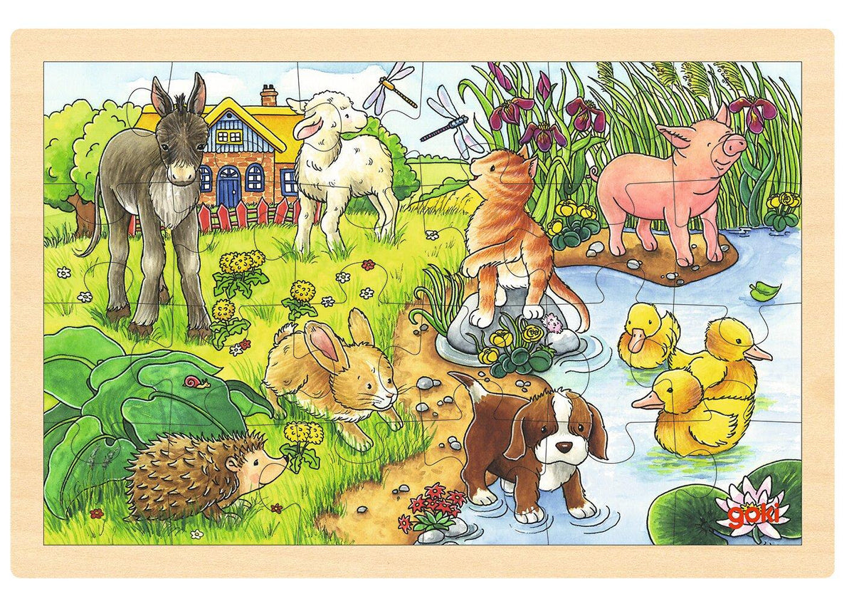 Einlegepuzzle Tierkinder auf der Wiese – Ansicht