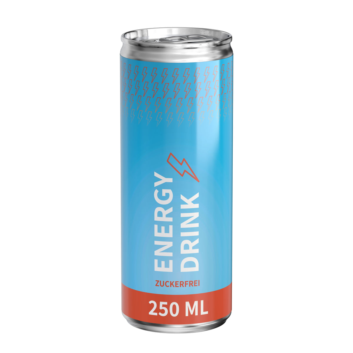 Energy Drink Zuckerfrei 250 ml Dose mit Etikett rundum