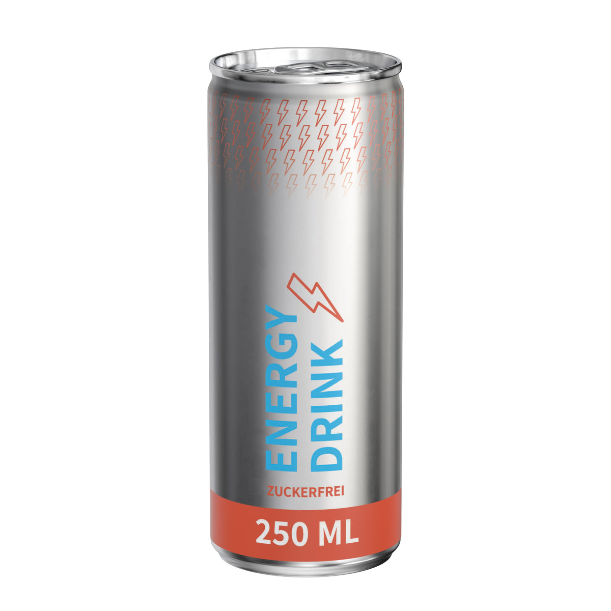 Energy Drink Zuckerfrei 250 ml Dose mit Fullbody Etikett – transparent matt