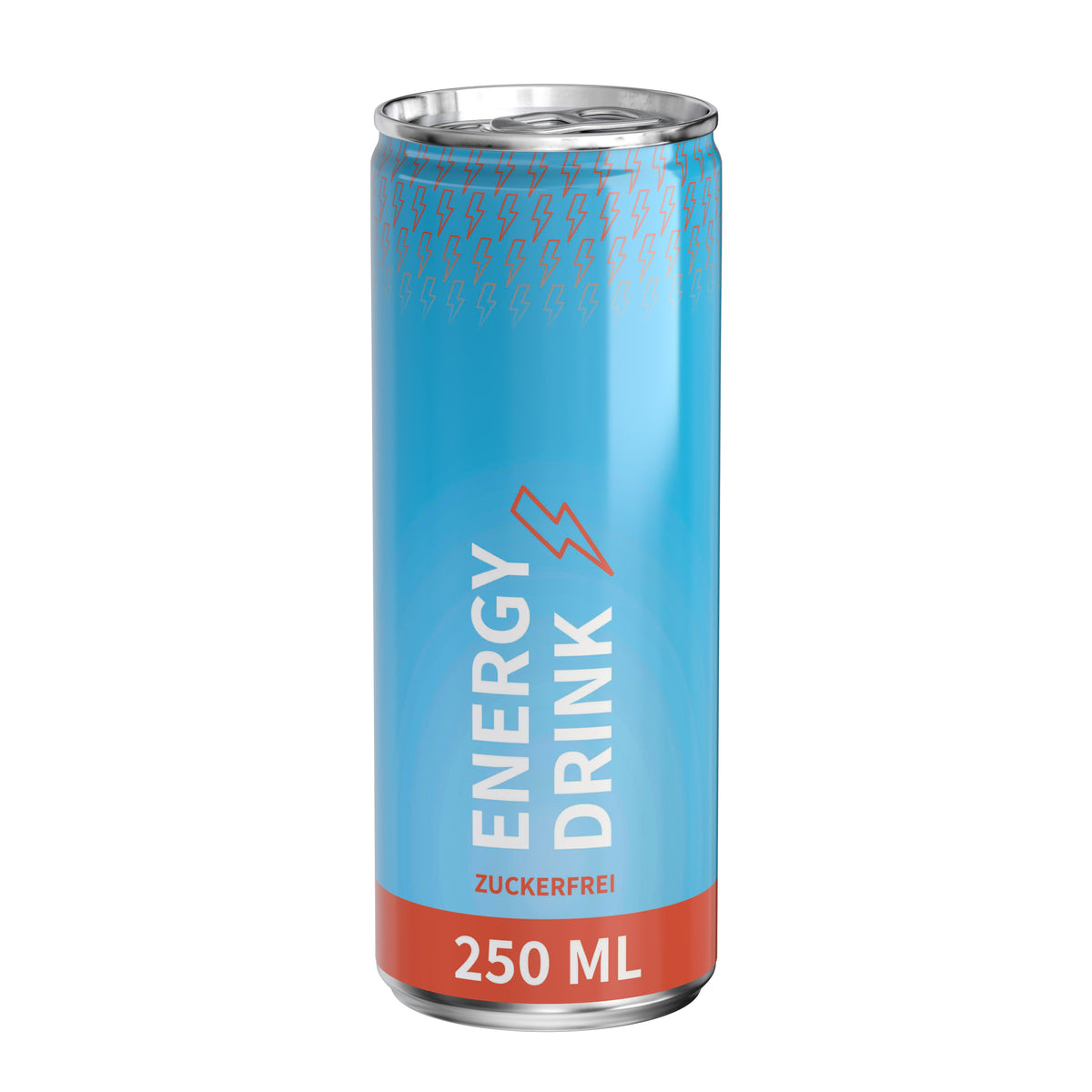 Energy Drink Zuckerfrei 250 ml Dose mit Fullbody Etikett – weiß glänzend