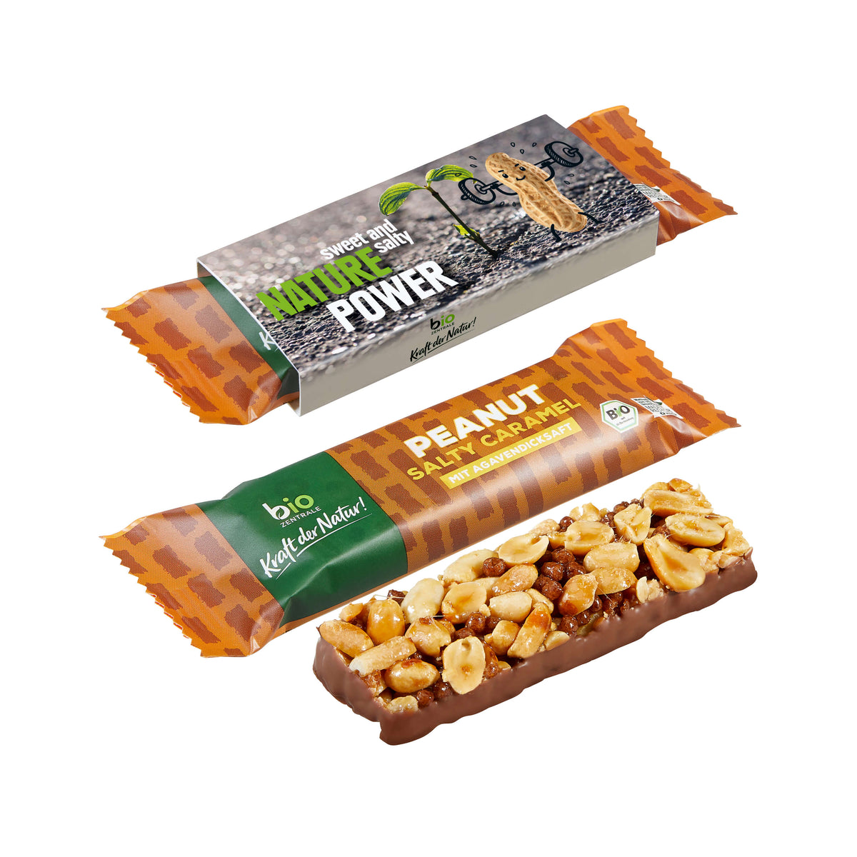 Erdnussriegel Salty Caramel im Werbeschuber, 40 g