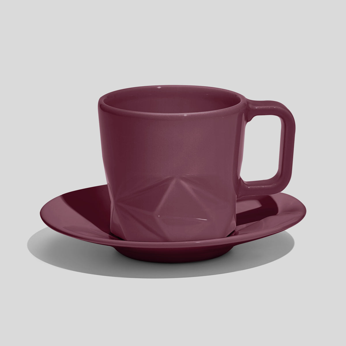 Facettierte Tasse mit Untertasse 200 ml – Mauve